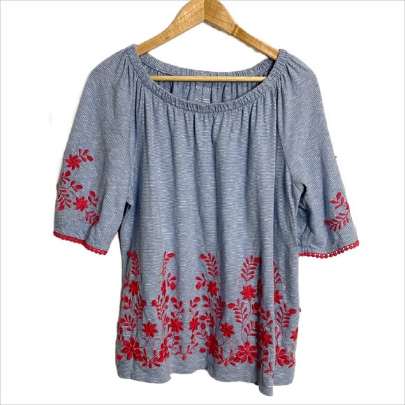 Talbots Tops - Talbots jersey embroidered peasant top - size XLP